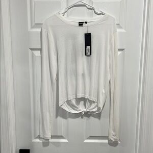 mono b White Tie Open Back Long Sleeve Top